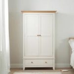 Verso Wooden Wardrobe In Ivory White With 2 Doors 1 Drawer