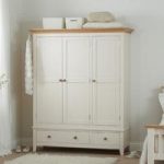 Verso Wooden Wardrobe In Ivory White With 3 Doors 2 Drawers