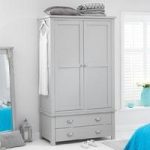 Platina Wooden Wardrobe In Grey With 2 Doors 2 Drawers