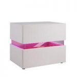 Sienna Bedside Cabinet In White With 2 Drawers And LED