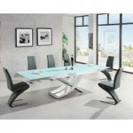 Chanelle Glass Extendable Dining Table And 6 Demi Grey Chairs
