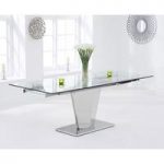 Deluca Glass Dining Table In Clear With Stainless Steel Base