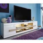 Wexford TV Stand In White High Gloss Fronts And Oak With LED