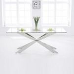 Lindos Glass Dining Table In Clear With Stainless Steel Base