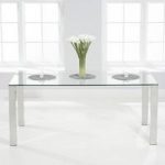 Sander Modern Dining Table In Clear Glass With Chrome Legs