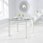Sander Square Dining Table In Clear Glass With Chrome Legs