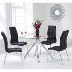 Naxis Square Glass Dining Table With 4 Gala Black Dining Chairs