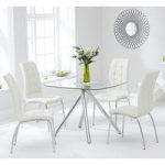 Naxis Square Glass Dining Table With 4 Gala Cream Dining Chairs