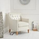 Bellard Fabric Sofa Chair In Ivory White With Natural Ash Legs