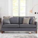 Cobalt 3 Seater Sofa In Grey Leather With Dark Ash Legs