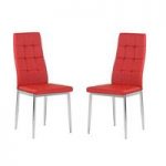 Cosmo Dining Chair In Red Faux Leather in A Pair