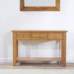 Sandringham Console Table Rectangular In Oak With 3 Drawers