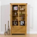 Carlotta Wooden Display Cabinet In Oak With 2 Doors