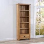 Avignon Wooden Bookcase In Solid Oak With 1 Drawer