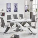 Axara Extendable Small Dining Table White Grey Gloss 4 Gia Chair