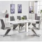 Monton Extendable Dining Table In White Gloss And 6 Gia Chairs