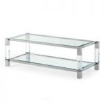 Boston Coffee Table In Clear Glass And Polished Stainless Steel