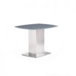 Cruise End Table In Grey Glass And Brushed Stainless Steel