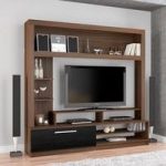 Albury Entertainment Unit In Walnut And Black With Drawer