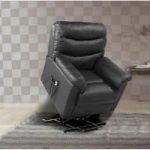 Henrick Modern Rise And Recliner Chair In Black Faux Leather