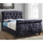 Warrington Modern Fabric Bed In Black With Wooden Feet