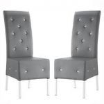 Asam Dining Chair In Grey Faux Leather in A Pair
