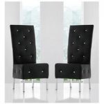 Asam Dining Chair In Black Faux Leather in A Pair