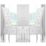 Asam Dining Chair In White Faux Leather in A Pair