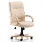 Jackson Executive Chair In Cream Bonded Leather With Arms