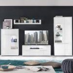 Callum Living Room Set 1 In White With Gloss Fronts And LED
