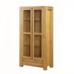 Rossdale Wooden Display Cabinet In Solid Oak With 2 Doors
