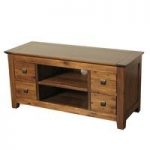 Melania Wooden TV Stand In Solid Acacia With 4 Drawers