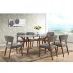 Snowden Glass Dining Table In Walnut With 6 Dining Chairs