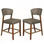 Snowden Bar Stool In Taupe Faux Leather in A Pair