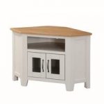 Brooklyn Wooden Corner TV Stand In Stone Painted With 2 Doors