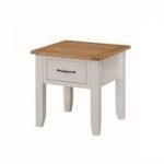 Brooklyn Wooden End Table In Stone Painted With 1 Drawer