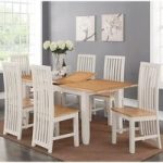 Brooklyn Extendable Dining Set In Stone Painted With 6 Chairs