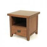Alexis Wooden End Table Square In Dark Acacia Wood And 1 Drawer