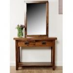 Alexis Wooden Console Table And Wall Mirror In Dark Acacia Wood