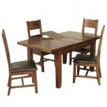 Alexis Extending Dining Table In Acacia Wood 4 Ladder Back Chair