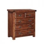 Alexis Chest Of Drawers In Dark Acacia Wood With 5 Drawers