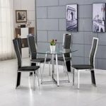 Melito Glass Dining Table Square With 4 Collete Black Chairs