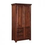 Alexis Wooden Wardrobe In Dark Acacia With 2 Doors And 3 Drawers