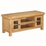 Heaton Wooden Large TV Stand In Solid Oak With 2 Doors