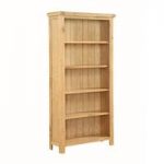 Heaton Wooden Tall Wide Bookcase In Solid Oak With 5 Compartment