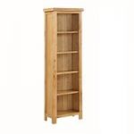 Heaton Wooden Tall Slim Bookcase In Solid Oak With 5 Compartment
