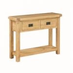 Heaton Wooden Console Table In Solid Oak With 2 Drawers