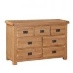 Heaton Wooden Wide Chest Of Drawers In Solid Oak With 7 Drawers