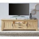 Berger Large TV Stand In Rustic Oak With 2 Doors And LED