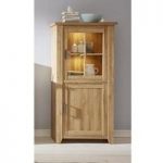 Berger Wooden Display Cabinet In Rustic Oak With 2 Doors And LED